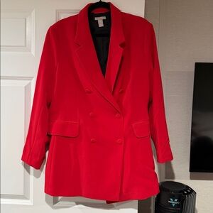 H&M Bright Red Double-Breasted Women's Blazer